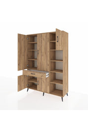 Hyperion Dolap 10 Raflı Tek Çekmeceli 5 Kapaklı 132x44x195 Çam-Çam/Çam