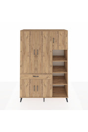 Hyperion Dolap 10 Raflı Tek Çekmeceli 5 Kapaklı 132x44x195 Çam-Çam/Çam