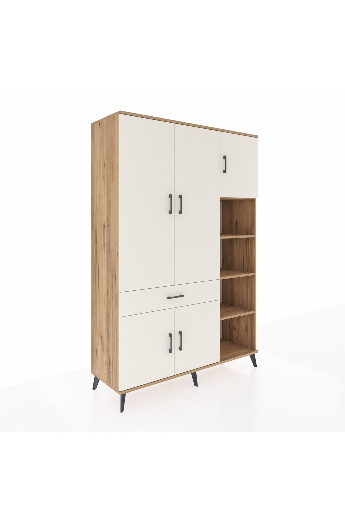 Hyperion Dolap 10 Raflı Tek Çekmeceli 5 Kapaklı 132x44x195 Çam-Aytaşı/Aytaşı