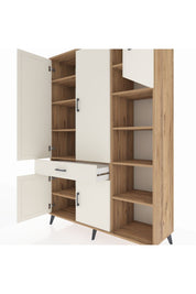 Hyperion Dolap 10 Raflı Tek Çekmeceli 5 Kapaklı 132x44x195 Çam-Aytaşı/Aytaşı