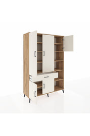 Hyperion Dolap 10 Raflı Tek Çekmeceli 5 Kapaklı 132x44x195 Çam-Aytaşı/Aytaşı