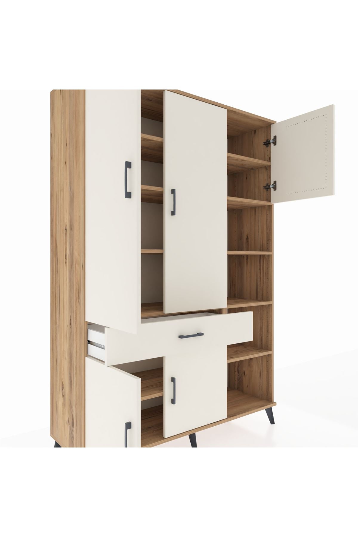 Hyperion Dolap 10 Raflı Tek Çekmeceli 5 Kapaklı 132x44x195 Çam-Aytaşı/Aytaşı