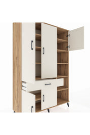 Hyperion Dolap 10 Raflı Tek Çekmeceli 5 Kapaklı 132x44x195 Çam-Aytaşı/Aytaşı