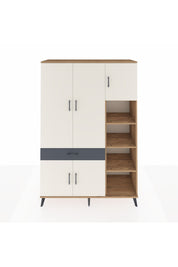 Hyperion Dolap 10 Raflı Tek Çekmeceli 5 Kapaklı 132x44x195 Çam-Aytaşı/Antrasit