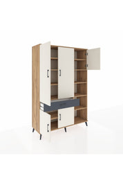 Hyperion Dolap 10 Raflı Tek Çekmeceli 5 Kapaklı 132x44x195 Çam-Aytaşı/Antrasit