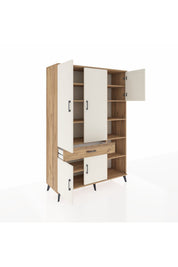 Hyperion Dolap 10 Raflı Tek Çekmeceli 5 Kapaklı 132x44x195 Çam-Aytaşı/Çam