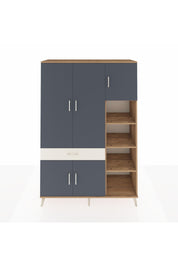 Hyperion Dolap 10 Raflı Tek Çekmeceli 5 Kapaklı 132x44x195 Çam-Antrasit/Aytaşı