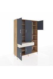 Hyperion Dolap 10 Raflı Tek Çekmeceli 5 Kapaklı 132x44x195 Çam-Antrasit/Aytaşı