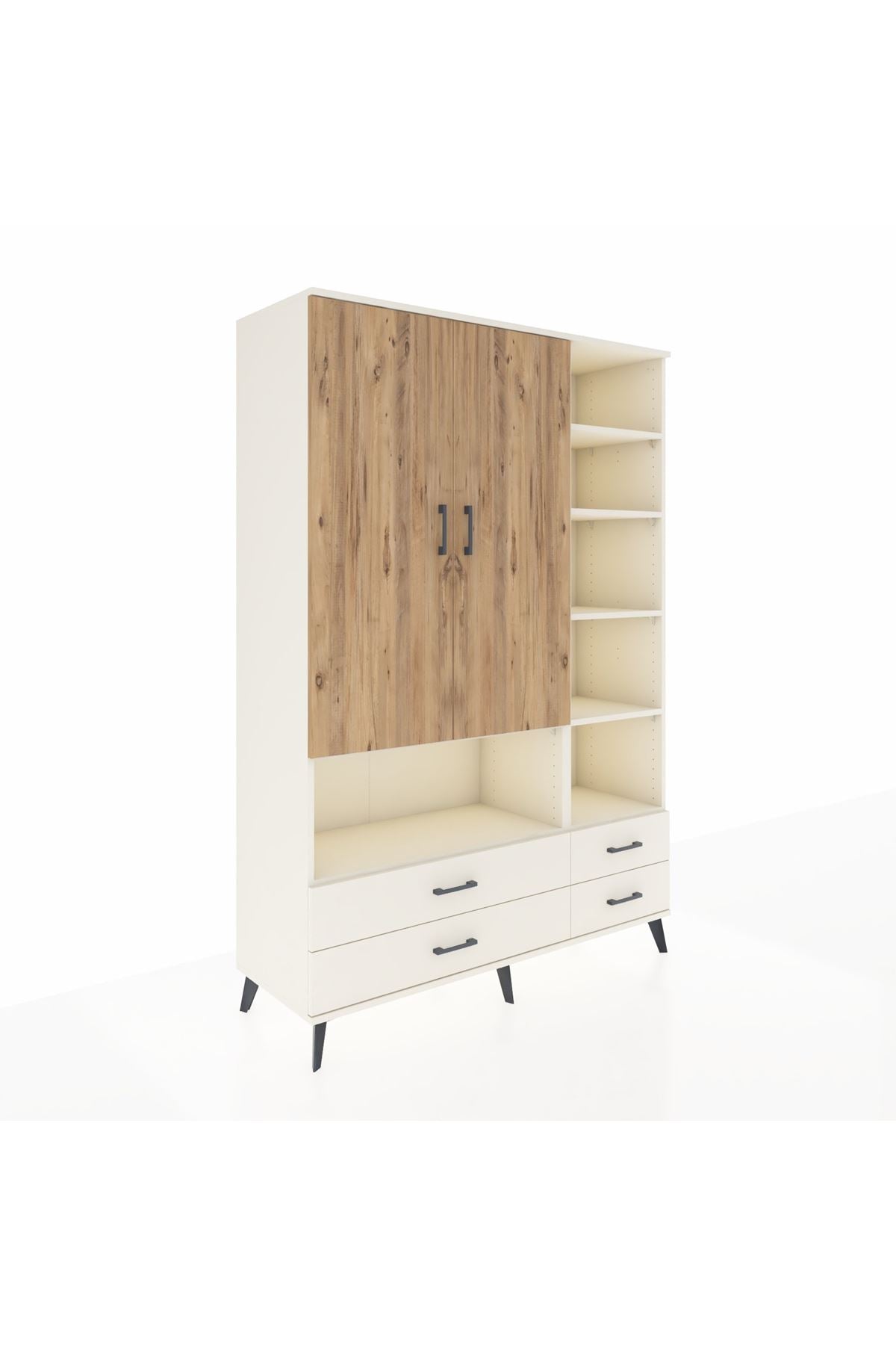 Hyperion Dolap 10 Raflı 4 Çekmeceli 2 Kapaklı 132x44x195 Aytaşı-Çam/Aytaşı