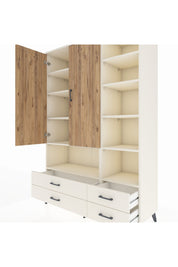 Hyperion Dolap 10 Raflı 4 Çekmeceli 2 Kapaklı 132x44x195 Aytaşı-Çam/Aytaşı