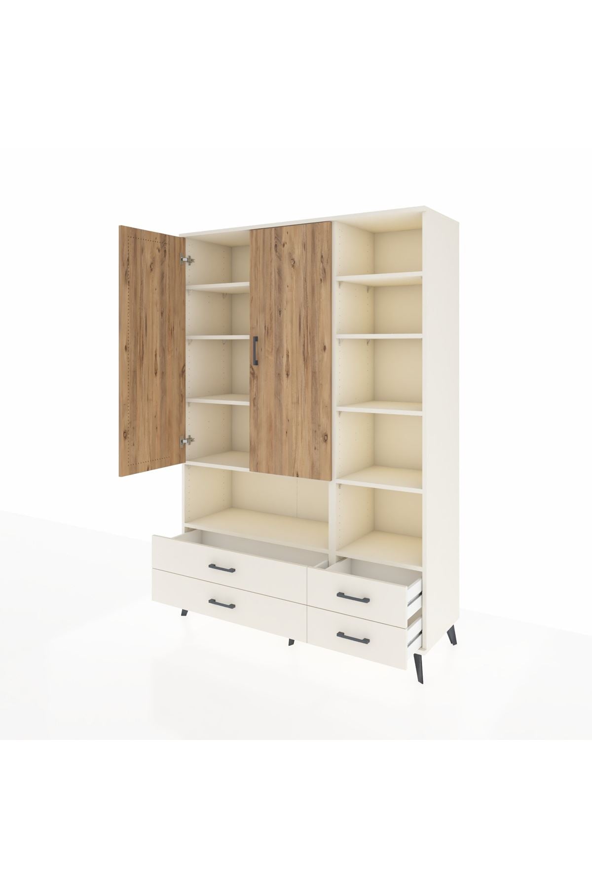 Hyperion Dolap 10 Raflı 4 Çekmeceli 2 Kapaklı 132x44x195 Aytaşı-Çam/Aytaşı