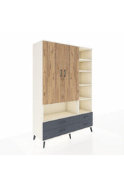 Hyperion Dolap 10 Raflı 4 Çekmeceli 2 Kapaklı 132x44x195 Aytaşı-Çam/Antrasit