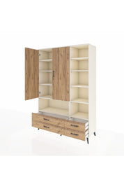 Hyperion Dolap 10 Raflı 4 Çekmeceli 2 Kapaklı 132x44x195 Aytaşı-Çam/Çam