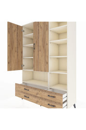 Hyperion Dolap 10 Raflı 4 Çekmeceli 2 Kapaklı 132x44x195 Aytaşı-Çam/Çam