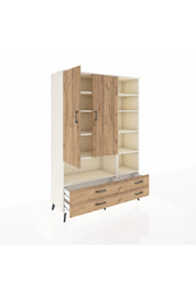Hyperion Dolap 10 Raflı 4 Çekmeceli 2 Kapaklı 132x44x195 Aytaşı-Çam/Çam