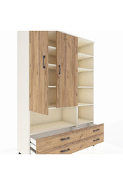 Hyperion Dolap 10 Raflı 4 Çekmeceli 2 Kapaklı 132x44x195 Aytaşı-Çam/Çam