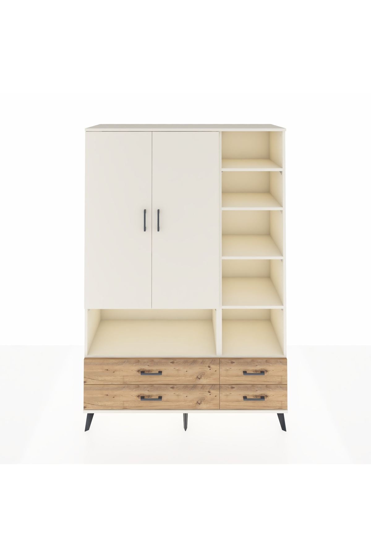 Hyperion Dolap 10 Raflı 4 Çekmeceli 2 Kapaklı 132x44x195 Aytaşı-Aytaşı/Çam