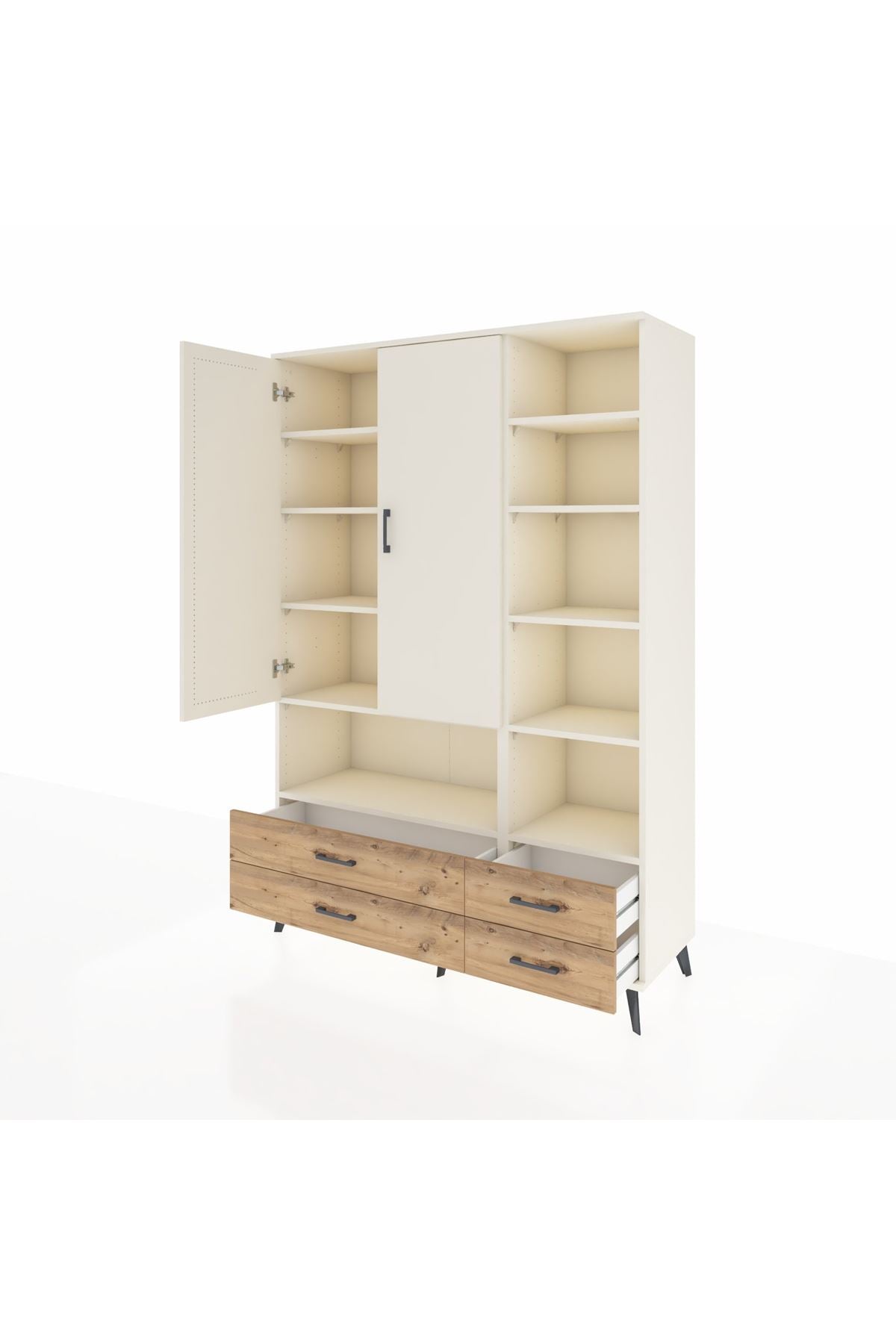 Hyperion Dolap 10 Raflı 4 Çekmeceli 2 Kapaklı 132x44x195 Aytaşı-Aytaşı/Çam