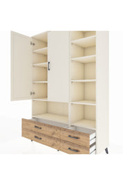 Hyperion Dolap 10 Raflı 4 Çekmeceli 2 Kapaklı 132x44x195 Aytaşı-Aytaşı/Çam