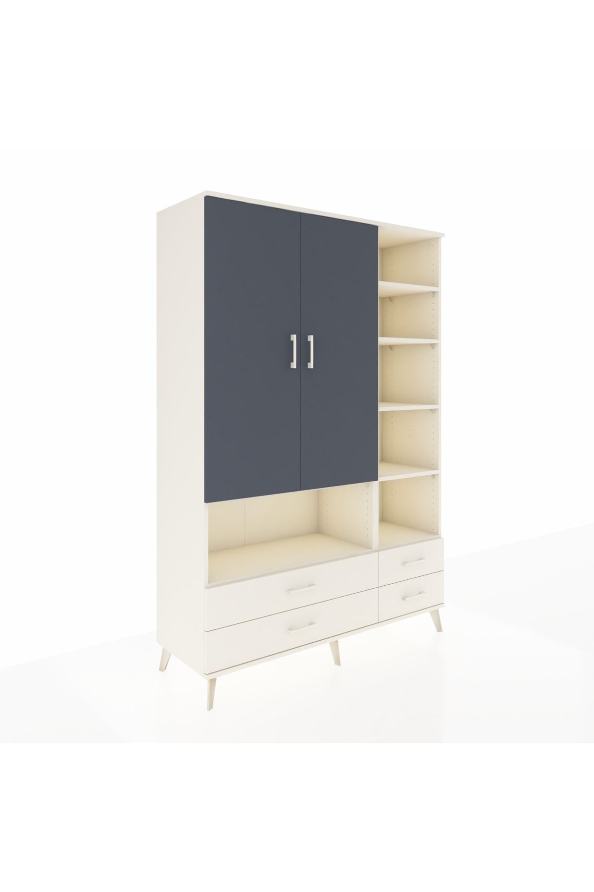 Hyperion Dolap 10 Raflı 4 Çekmeceli 2 Kapaklı 132x44x195 Aytaşı-Antrasit/Aytaşı