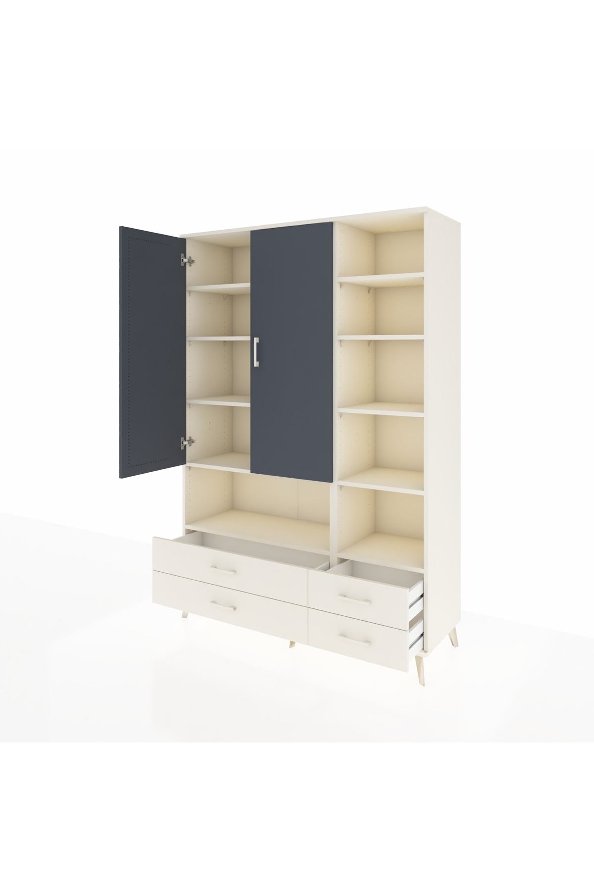 Hyperion Dolap 10 Raflı 4 Çekmeceli 2 Kapaklı 132x44x195 Aytaşı-Antrasit/Aytaşı