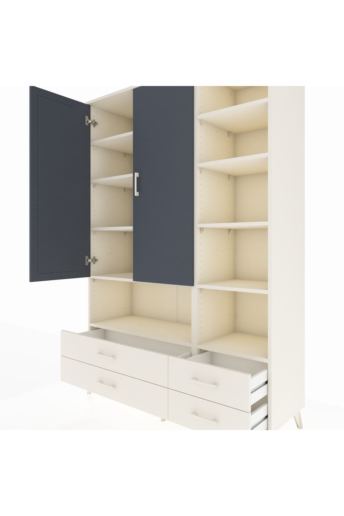 Hyperion Dolap 10 Raflı 4 Çekmeceli 2 Kapaklı 132x44x195 Aytaşı-Antrasit/Aytaşı