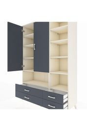 Hyperion Dolap 10 Raflı 4 Çekmeceli 2 Kapaklı 132x44x195 Aytaşı-Antrasit/Antrasit