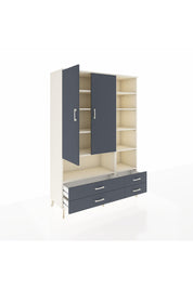 Hyperion Dolap 10 Raflı 4 Çekmeceli 2 Kapaklı 132x44x195 Aytaşı-Antrasit/Antrasit