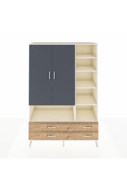 Hyperion Dolap 10 Raflı 4 Çekmeceli 2 Kapaklı 132x44x195 Aytaşı-Antrasit/Çam