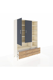 Hyperion Dolap 10 Raflı 4 Çekmeceli 2 Kapaklı 132x44x195 Aytaşı-Antrasit/Çam