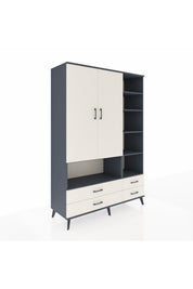 Hyperion Dolap 10 Raflı 4 Çekmeceli 2 Kapaklı 132x44x195 Antrasit-Aytaşı/Aytaşı