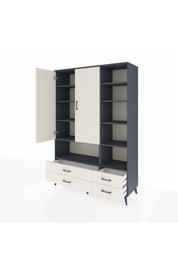 Hyperion Dolap 10 Raflı 4 Çekmeceli 2 Kapaklı 132x44x195 Antrasit-Aytaşı/Aytaşı