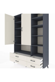 Hyperion Dolap 10 Raflı 4 Çekmeceli 2 Kapaklı 132x44x195 Antrasit-Aytaşı/Aytaşı