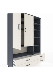 Hyperion Dolap 10 Raflı 4 Çekmeceli 2 Kapaklı 132x44x195 Antrasit-Aytaşı/Aytaşı