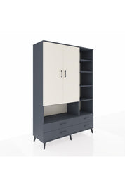 Hyperion Dolap 10 Raflı 4 Çekmeceli 2 Kapaklı 132x44x195 Antrasit-Aytaşı/Antrasit
