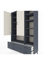 Hyperion Dolap 10 Raflı 4 Çekmeceli 2 Kapaklı 132x44x195 Antrasit-Aytaşı/Antrasit