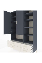 Hyperion Dolap 10 Raflı 4 Çekmeceli 2 Kapaklı 132x44x195 Antrasit-Antrasit/Aytaşı