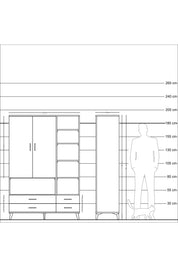 Hyperion Dolap 10 Raflı 4 Çekmeceli 2 Kapaklı 132x44x195 Antrasit-Antrasit/Aytaşı