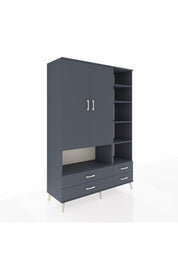 Hyperion Dolap 10 Raflı 4 Çekmeceli 2 Kapaklı 132x44x195 Antrasit-Antrasit/Antrasit