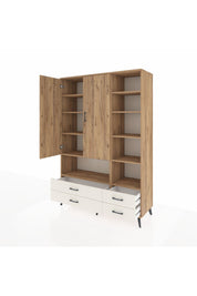 Hyperion Dolap 10 Raflı 4 Çekmeceli 2 Kapaklı 132x44x195 Çam-Çam/Aytaşı