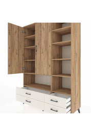 Hyperion Dolap 10 Raflı 4 Çekmeceli 2 Kapaklı 132x44x195 Çam-Çam/Aytaşı