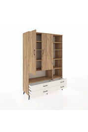 Hyperion Dolap 10 Raflı 4 Çekmeceli 2 Kapaklı 132x44x195 Çam-Çam/Aytaşı