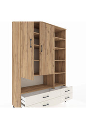 Hyperion Dolap 10 Raflı 4 Çekmeceli 2 Kapaklı 132x44x195 Çam-Çam/Aytaşı
