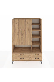 Hyperion Dolap 10 Raflı 4 Çekmeceli 2 Kapaklı 132x44x195 Çam-Çam/Çam