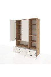 Hyperion Dolap 10 Raflı 4 Çekmeceli 2 Kapaklı 132x44x195 Çam-Aytaşı/Aytaşı
