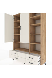 Hyperion Dolap 10 Raflı 4 Çekmeceli 2 Kapaklı 132x44x195 Çam-Aytaşı/Aytaşı