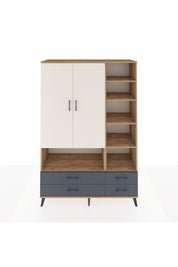 Hyperion Dolap 10 Raflı 4 Çekmeceli 2 Kapaklı 132x44x195 Çam-Aytaşı/Antrasit