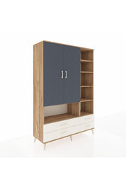 Hyperion Dolap 10 Raflı 4 Çekmeceli 2 Kapaklı 132x44x195 Çam-Antrasit/Aytaşı