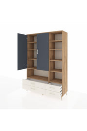 Hyperion Dolap 10 Raflı 4 Çekmeceli 2 Kapaklı 132x44x195 Çam-Antrasit/Aytaşı