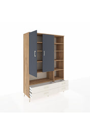 Hyperion Dolap 10 Raflı 4 Çekmeceli 2 Kapaklı 132x44x195 Çam-Antrasit/Aytaşı